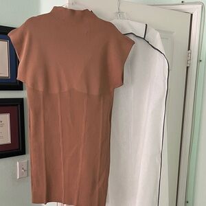 Anthropologie Elegant Ribbed Tan Dress